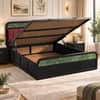 Yashika Solid Wood King Size Hydrulic Storage Bed In Black Finish (Burgundy Red Fabric) (72 - 78 inch)
