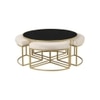 Benton Nesting Black Glass Coffee Table Set With 4 Stools In Gold Finish