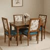 Globally Indian Sheesham Wood 4 Turning Leg Seater Dining Table Set With Upholstered Chairs – Wooden Dining Room Furniture For Home"
