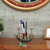 Desert Art Metal Handpainted Multicolour Boat Pen Stand