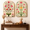 Mughal Floral Wall Art Painting Set of 2 with Gold Frame 16 x 24 Inch