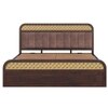 Floral Solid Wood King Size Hydrulic Storage Bed In Walnut Finish Brown 72x78 inch