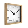 Spaces Unhooked Square Wooden Wall Clock, Natural Wood Frame, White Dial and Modern Outline Numerals