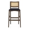 Weber Solid Wood Bar Stool (Danish Walnut Finish, Deep Blue Colour)