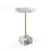 Faro White Panther Side Table in Gold Finish