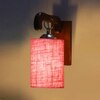 Devansh Solid Wood Electric Wall Light in Brown Colour with Pink Shade Count of 1 Light