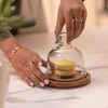 Ireka Homes Nibble Nest Acacia Wood Cake Stand with Glass Dome