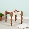 Riaza Sheesham Wood Vintage Set of 2 Stools in Multicolour Chindi & White Rope Canning