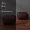 Cuboid Collection Brown Faux Leather Pouf Ottoman Set Of 2