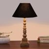 Devansh Black Cotton Table Lamp With  Wood Natural Base (10X10X21 Inches)-28