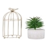 Faux Plant In Ceramic Pot With Attractive Bird Cage