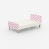 Minimalist Kids Single Bed in White and Pink Stripes