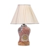 Devansh Off-White Vintage  Cotton Pleated Shade Lamp With Wood & Mosaic Glass Base For Decoration/Office/Home/Gifting/Study For Decoration/Office/Home/Gifting/Study