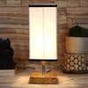 Eulalie white & black cotton table lamp with Square Natural Wood Base