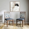 Alaine Dining Chair in Calico Indigo Colour and Base in Midnight Indigo Blue with Teak Finish