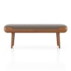 Nuvo Solid Wood Upholstered Bench In Amber Walnut Finish and Shitake Beige Colour