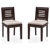 Capra Solid Wood Dining Chair in Mahogany Finish & Wheat Brown Colour - Set of 2
