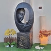 Buddha Face Shower Black Fiber Glass Indoor Fountain With Stand