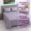 Lavender Floral Cotton 400 Tc flat  Double Queen Size Bedsheet With 2 Pillow Covers