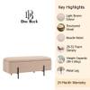 Doe Buck Luxury Boucle Storage Bench in Light Brown Colour with Black Metal Legs