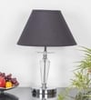 Viso Chrome Finish Metal And Clear Crystal Glass Table Lamp With Black Cotton Shade