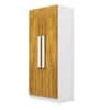 Hexa Red Wooden 2 Door Wardrobe with 4 Shelves in Frosty White and Giant Wood Colour