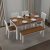 Diner 6 Seater Dining Table Set (With Bench) (Finish- Golden Oak)