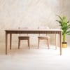 Dune Solid Wood Dining Table in White Colour