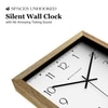 Spaces Unhooked Square Wooden Wall Clock, Natural Wood Frame, White Dial with Classic Numerals and Dot Track