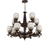 Eliante 13-Light Chandelier, Wood, Mild Steel, Ceramic Glass, Modern Decorative Lighting Fixture