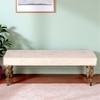 Cairo Soild Wood Bench In Velvet Cream Fabric