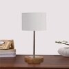 Devansh Grey Cotton Table Lamp With  Natural  Wood Base  & Steel Pipe (7X17 Inches)-7