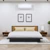 Hexa Engineered Wood Modern Queen Bed With Headboard Without Storage In Slate Grey And Giant Wood
