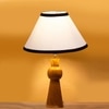 Devansh Multicolor Cotton Table Lamp With  Wood Natural Base (10X18 Inches)-33
