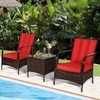 Carry Bird Wicker Patio Furniture Outdoor Balcony Chairs In Brown And Red Colour