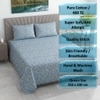 Kavi Blue Floral 400 TC Cotton Flat Double Queen Size Bedsheet with 2 Pillow Covers – Threads