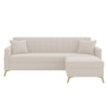 Convil Velvet L Shape 4 Seater Sofa in Cream Color