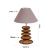 Devansh Grey  Cotton Table Lamp With Wood  Pebble Lamp  (10X10X15) Inches