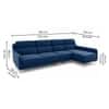 Cinnaro Velvet LHS Sectional Sofa in Navy Blue Color