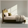 Solara Wave Luxe Queen Size Bed in velvet With Oak wood Frame & Hydraulic Storage