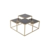 Valentino Black Glass Bunching Coffee Table In Dark Gold Finish