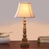 Devansh Off-White Cotton Vintage  Lamp With Wood Base (12X8X24)