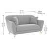 Rivo Velvet 2 Seater Sofa in Grey Color