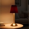 Rechargeable Touch Table Lamp Red Shade with 15 Hour Battery Backup