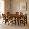 Globally Indian Eshana Solid Sheesham Wood 6 Seater Dining Table Set 6 Chairs Beige