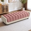Resco  Velvet 2 Seater 4 Feet Ottoman Bench in Peach & Cream Color