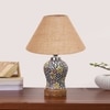 Devansh Conical Beige Jute Shade Lamp With Wood & Mosaic Glass Base For Decoration/Office/Home/Gifting/Study For Decoration/Office/Home/Gifting/Study -(10X10X14.5) Inches -A