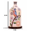 Feather Beauty Hand Painted Glass Shade Table Lamp with Wooden Base