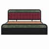 Yashika Solid Wood King Size Hydrulic Storage Bed In Black Finish (Burgundy Red Fabric) (72 - 78 inch)