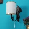 Eliante Cloth Shade Wall Lights Mild Steel & Glass Material Dark Brown & White Finish
